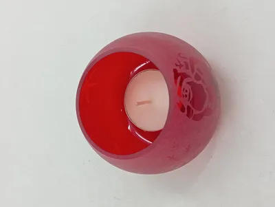 Tchibo Windlicht Porzellan Rot Weihnachtsmann Schneeflocken Weihnachten