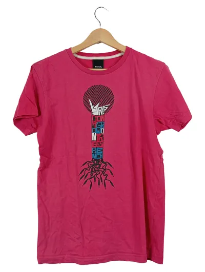 Bench. Damen T-Shirt Gr. 36 Pink Casual Kurzarm Logo Print