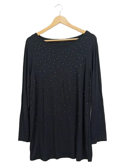 Betty Barclay Damen Langarmshirt Gr. 44/XXL Schwarz mit Strass Elegant