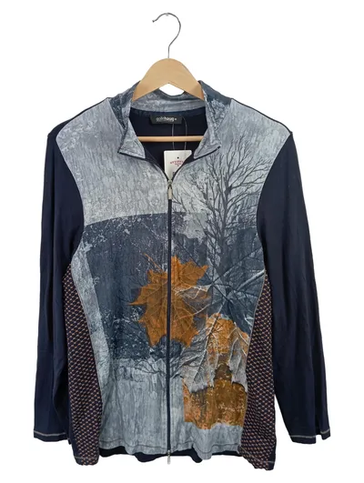 golléhaug Sweatjacke Damen Gr. 44 Blau Herbstmotiv Blätter Print