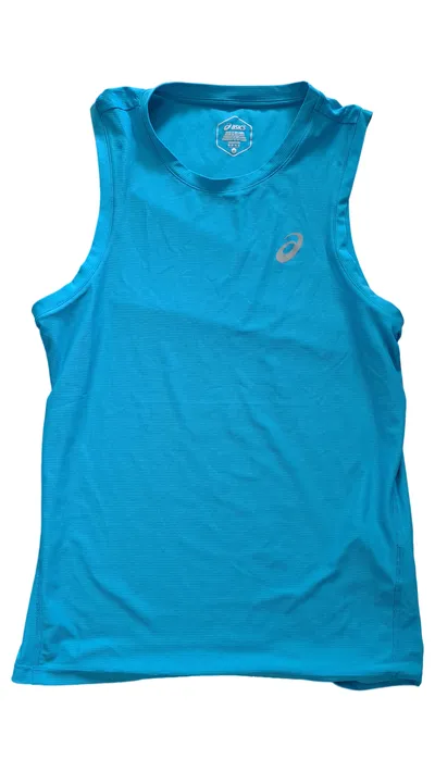 ASICS Herren Sport Shirt Tanktop Ärmellos Blau Gr. M Polyester
