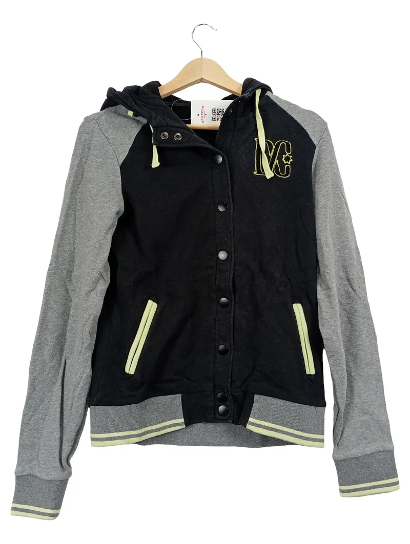 DC Shoes Damen Sweatjacke College Jacke Kapuze Schwarz Grau Gr. 36 S Sportlich 1