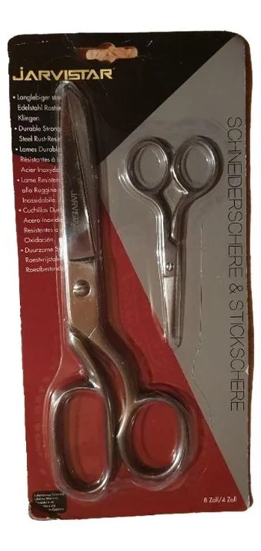 Jarvistar Bastelschere & Stickschere Edelstahl rostfrei Silber 21 cm