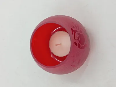 Tchibo Windlicht Porzellan Rot Kugelförmig Weihnachten 8x6 cm
