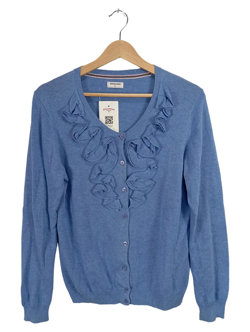 Donna Lane Damen Strickjacke Cardigan Langarm Baumwolle Blau Gr. L 42 1