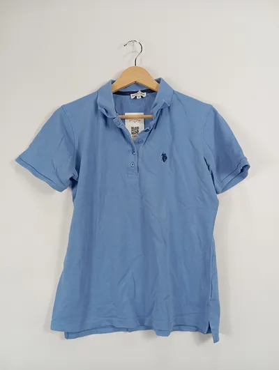 U.S. Polo Assn. Damen Poloshirt Gr. 38/M Blau Casual Kurzarm