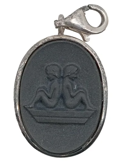 Thomas Sabo Kettenanhänger Zwillinge Damen Schwarz Metall Halbedelstein