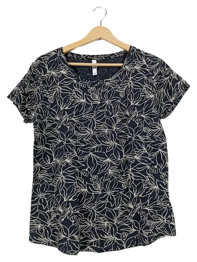 ever.me Damen T-Shirt Gr. 38 Schwarz Blumenmuster Kurzarm Casual