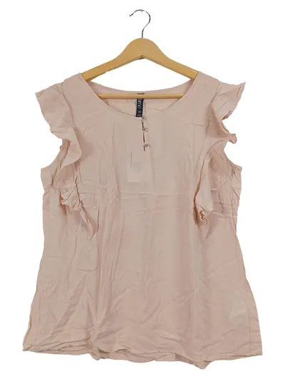 Flame Damen Bluse Rosa Gr. 36 S Casual Rüschen Ärmellos Sommer Shirt