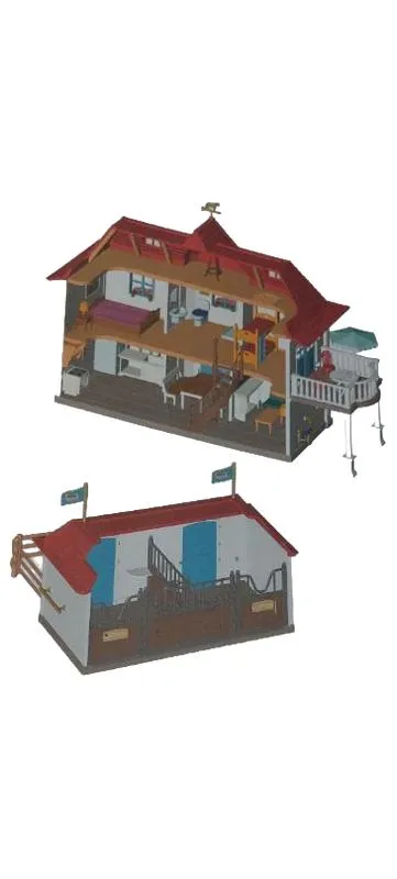 Schleich 42416 Reiterhof Pferdestall mit Wohnhaus Puppenhaus Mehrfarbig