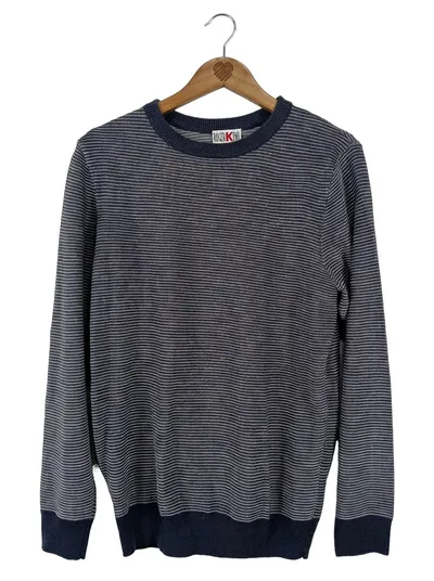 Roger Kent Pullover Herren Gr. L 46 Blau Gestreift Strickpullover