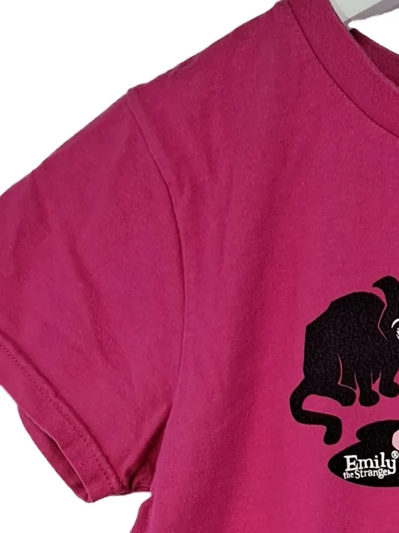 Emily the Strange Damen T-Shirt Pink Gr. 34, XS Katzen Motiv Casual 4