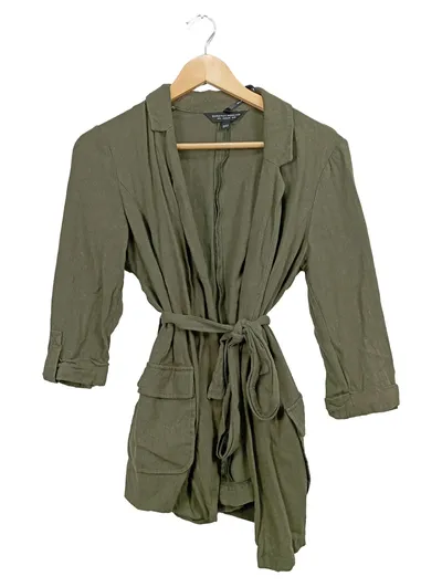 Dorothy Perkins Damen Leichte Jacke Gr. 36 Khaki Wickeljacke mit Gürtel