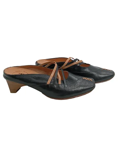 Think! Damen Pantoletten Leder Mules Schwarz Gr. 37 Komfortabel