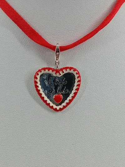 Thomas Sabo Damen Halskette Herz Anhänger Rot Silber Stoff Charmant
