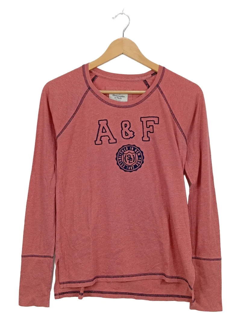 Abercrombie & Fitch Langarmshirt Damen XS Rosa A&F Logo Casual 1