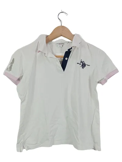 U.S. Polo Assn. Damen Poloshirt Gr. 36/S Weiß Kurzarm Baumwolle Casual