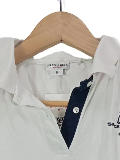 U.S. Polo Assn. Damen Poloshirt Gr. 36/S Weiß Kurzarm Baumwolle Casual