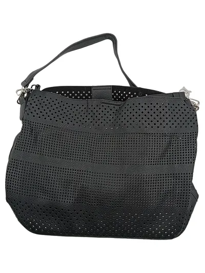 Collezione Alessandro Damen Umhängetasche Schwarz Lochmuster Mittel
