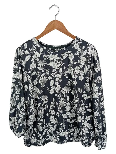 Love to Lounge Damen Langarmshirt Blumenmuster Schwarz Gr. 40/L Feminin