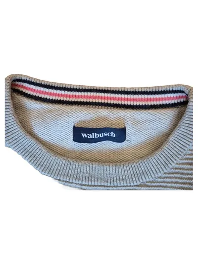 Walbusch Herren Pullover Gr. L Grau Baumwolle Strickpullover Casual