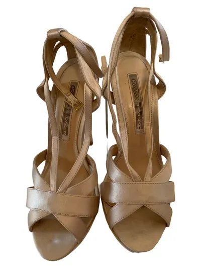 Buffalo London Damen Riemchensandaletten Plateau Stilettoabsatz Beige 37