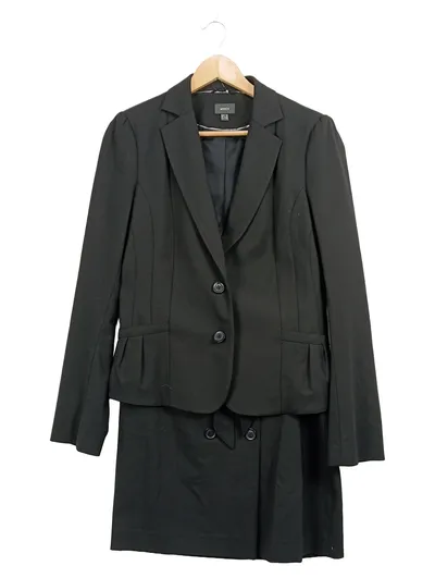 Mexx Damen Kostüm Blazer Rock Business Büro Gr. 40 L Schwarz Polyester Viskose