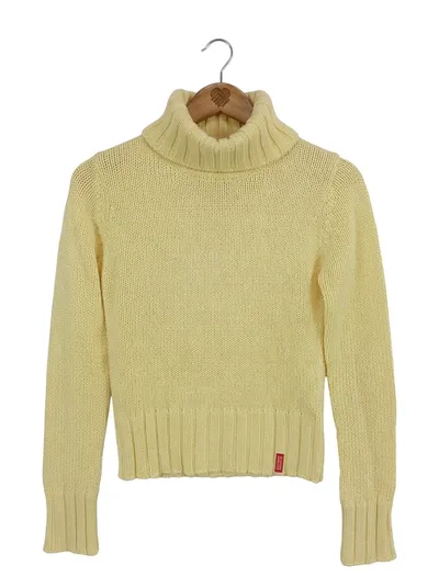 FLG Damen Pullover Rollkragen Gelb Gr. 32/XXS Basic Strick