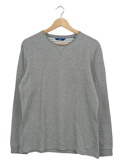 Tom Tailor Herren Langarmshirt Gr. L Grau Meliert Fitted Baumwolle