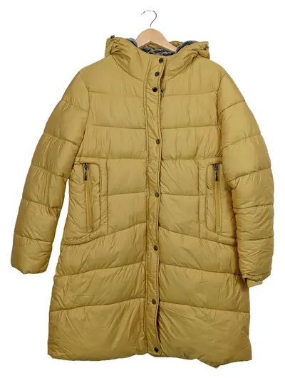 Danwear Damen Steppmantel mit Kapuze Gr. 44 Gelb Casual Outdoor
