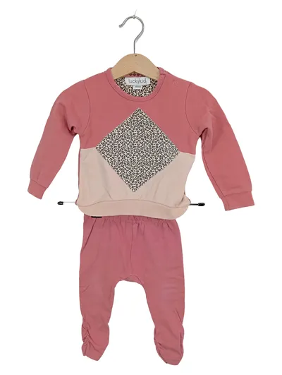 Lucky Kids Mädchen Jogginganzug Set Gr. 68 Rosa Leopard Pullover Hose