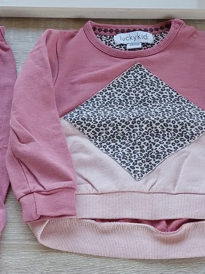 Lucky Kids Mädchen Jogginganzug Set Gr. 68 Rosa Leopard Pullover Hose