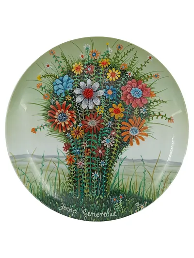 FÜRSTENBERG Zierteller Frühlingsblumen Porzellan rund floral 27,5cm