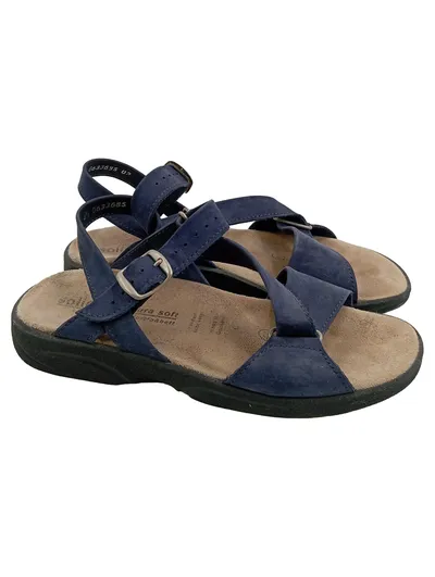 Solidus Sandalen Damen Gr. 37.5 Blau Komfort Leder Sommerschuhe
