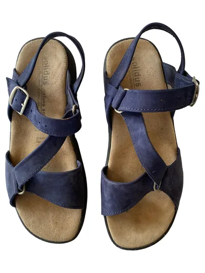 Solidus Sandalen Damen Gr. 37.5 Blau Komfort Leder Sommerschuhe