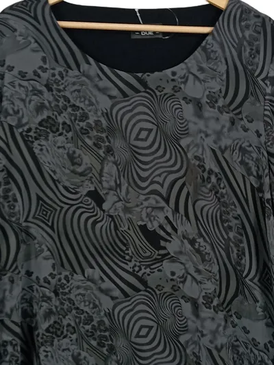 VIA APPIA DUE Damen Langarmshirt Gr. 46/3XL Grau Abstraktes Muster Casual