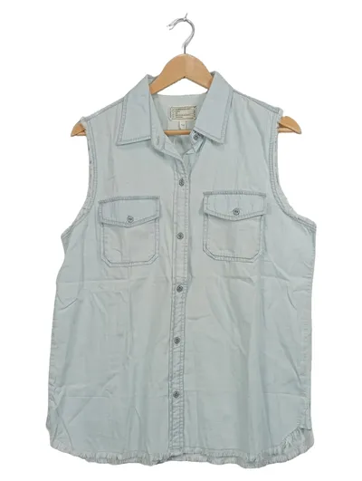 Current/Elliott Damen Bluse Jeanshemd Ärmellos Blau Gr. 40 Casual
