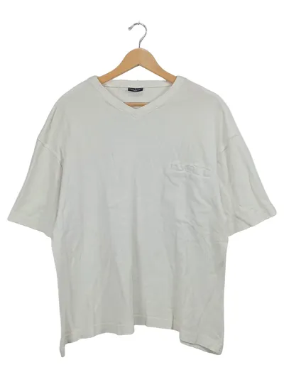 Daniel Hechter Herren T-Shirt Weiß XL Casual V-Ausschnitt Strukturmuster