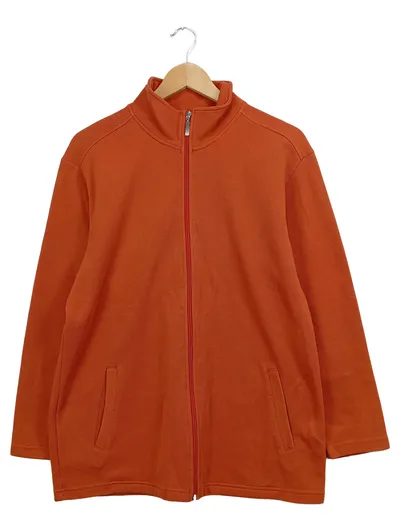 JÖRG PETERSON Damen Strickjacke Gr. 40/L Casual Orange Reißverschluss