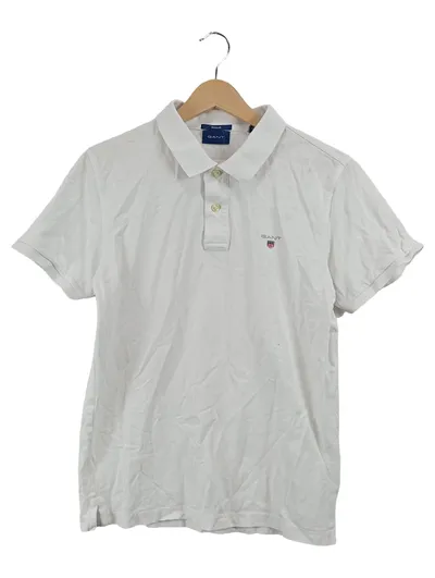 GANT Herren Poloshirt Gr. 48 M Weiß Kurzarm Casual 100% Baumwolle