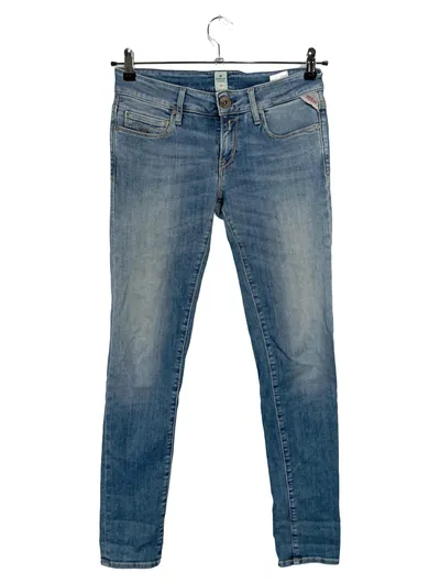 Replay Damen Jeans Regular Fit Blau Stretch Baumwolle W28 L32