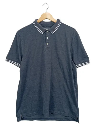 Keystone Herren Poloshirt Gr. 42 Blau Kurzarm Casual Meliert