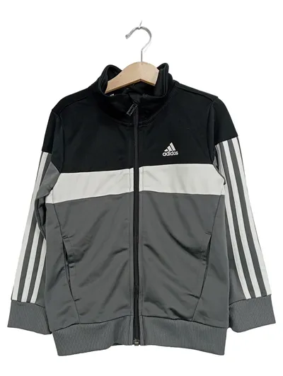 adidas Trainingsjacke Kinder Gr. 122 Schwarz Grau Weiß Sportjacke