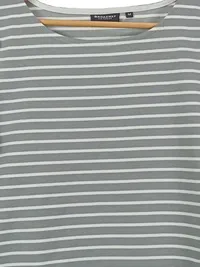 BROADWAY Damen T-Shirt 38;M Grau Gestreift mit Spitze Kurzarm 3