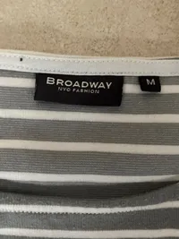BROADWAY Damen T-Shirt 38;M Grau Gestreift mit Spitze Kurzarm 4