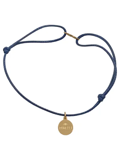 PURELEI Armband Damen Blau Gold Anhänger Lotus Minimalistisch