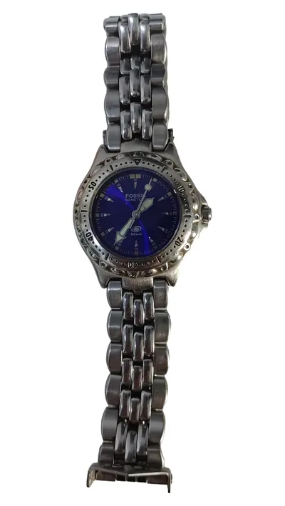 Fossil Blue Damenuhr Armbanduhr Silber Edelstahl Elegant 20cm