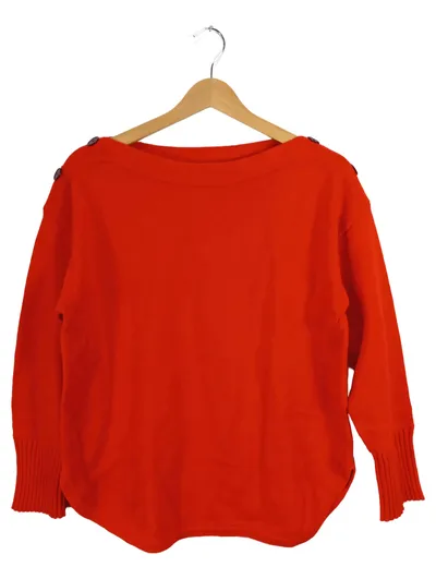 Jigsaw Damen Pullover Rot Gr. M Baumwolle Wolle Zierknöpfe Langarm