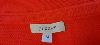 Jigsaw Damen Pullover Rot Gr. M Baumwolle Wolle Zierknöpfe Langarm