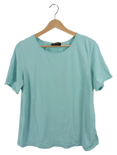 Eugen Klein Damen T-Shirt Türkis Gr. 46 3XL Kurzarm Basic Viskose
